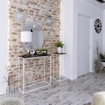 Nowoczesna Konsola Toaletka Przedpokój Loft 80x30x80 Biała+Czarny Połysk