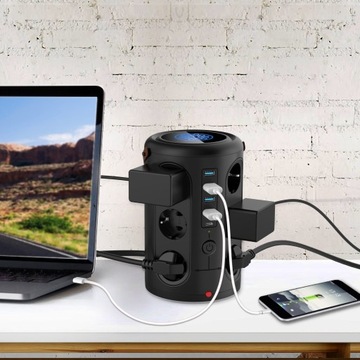 Беспроводное зарядное устройство Power Strip Cube 12 розеток 4 USB 1 USB-C