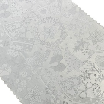 Bieżnik Plamoodporny Świąteczny Boże Narodzenie Choinki Srebrny 40x140 cm