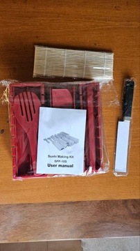 НАБОР ДЛЯ ПРИГОТОВЛЕНИЯ СУШИ, БАМБУКОВЫЙ КОВРИК, РОЛЛ, НОЖ, ПАЛОЧКИ ДЛЯ ЕДЫ, ШПАТКА