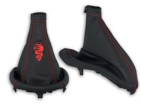 фото thumb №1, Alfa romeo 147 2000-2004 комплект чохли важеля шкіра вишивка червоний logo