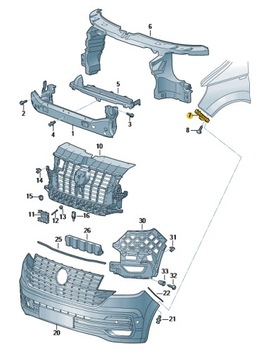 фото thumb №12, Кронштейн тримач ковзун бампера передньої правий 7la807183a vw t6.1