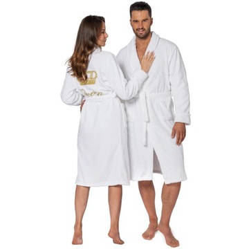 ЖЕНСКИЙ БЕЛЫЙ БАННЫЙ ХАЛАТ С ВЫШИВКОЙ L/XL С ВОРОТНИКОМ L/XL