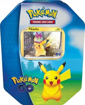 Жестяные ИГРОВЫЕ карты POKEMON GO Банка с Пикачу, 4x БУСТЕРА