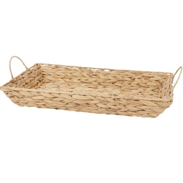 TACA BOHO HIACYNT WODNY PLECIONA Z UCHWYTAMI PROSTOKĄTNA 46X28X6CM