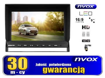 Автомобильный монитор 9' HD на 2 камеры 12/24В 4pin