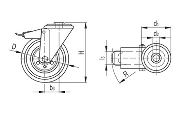KOŁO KÓŁKO KOŁA obrotowe z hamulcem fi 125mm 130kg