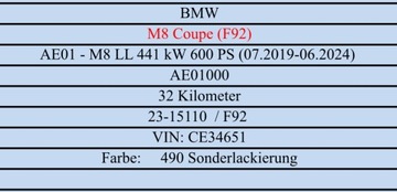 фото thumb №16, Бампер капот крыло усилитель радиатор bmw m8 f91 f92 f93 цвет 490