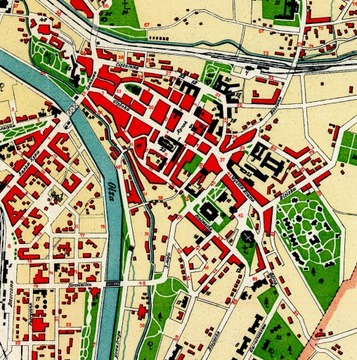 Старая карта Цешина и Заолзье 1928 года. 90х90м