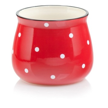 Osłonka Doniczka Ceramiczna Deco w grochy 15x13 cm niebieski