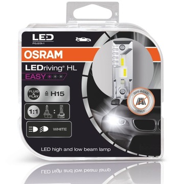 Лампа OSRAM LED H15 12 В 3,8 Вт/16,5 Вт LEDRIVING HL EASY 6000K DUO BOX