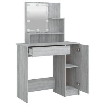 TOALETKA Z LED SZARY DĄB SONOMA 86,5X35X136CM
