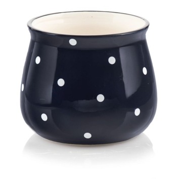 Osłonka Doniczka Ceramiczna Deco w grochy 15x13 cm niebieski