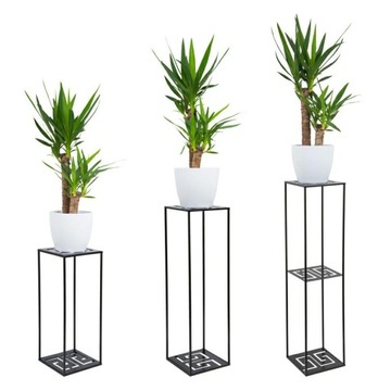 Stojący kwietnik metalowy 100 cm czarny wytrzymały