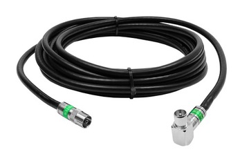Gotowy kabel antenowy Wtyk TV kątowy i Gniazdo Antenowe 3m czarny PREMIUM