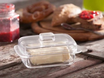 Масленка стеклянная прямоугольная с крышкой Huta Szkła JASŁO GLASS