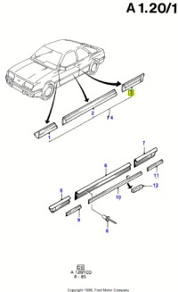 фото thumb №7, Молдинг двері ліві зад ford sierra 1982-1986 oem номер 1621732