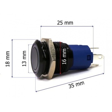 Przycisk zatrzaskowy On/Off LED 18mm Biały