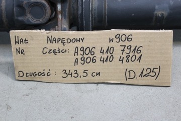 фото thumb №16, Mercedes sprinter w906 wał привідний 343,5 cm 3-częściowy a9064107916