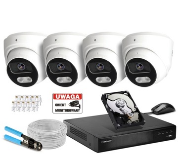 МАГАЗИН МОНИТОРИНГ 4 камеры POE 4K UHD 8MPx Купольные ОБНАРУЖЕНИЕ, ЗАПИСЬ ЗВУКА