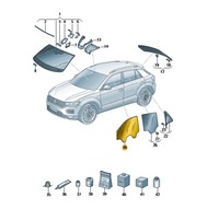 фото thumb №1, Стекло дверная правый-передний стекло зелёные vw t-roc oe: 2ga845202d