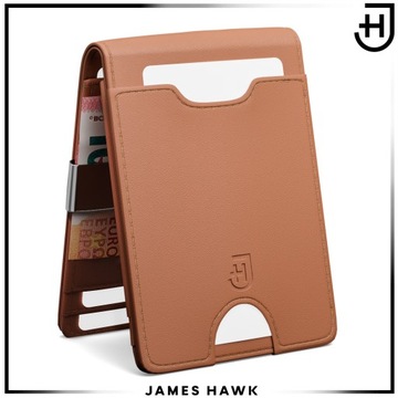 James Hawk Smart Wallet Мужской кожаный кошелек, тонкий, 1,5 см, светло-коричневый