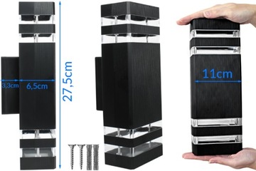 СВЕТОДИОДНЫЙ САДОВЫЙ НАСТЕННЫЙ СВЕТИЛЬНИК НА УЛИЦЕ 2xGU10 ЧЕРНАЯ СВЕТОДИОДНАЯ ЛАМПА 5ВТ НЕЙТРАЛЬНАЯ 4500К