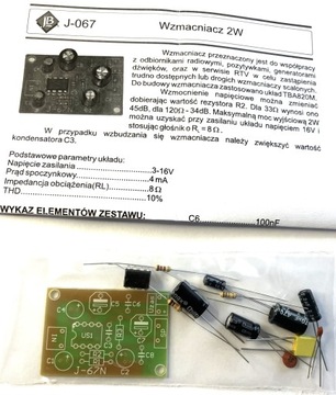 Моноусилитель мощностью 2 Вт TBA820M, комплект своими руками