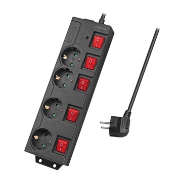Удлинитель LogiLink, 4 розетки, 1,5 м, черный