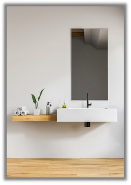 LUSTRO 25x90 cm ŁAZIENKOWE PŁYTKA LUSTRZANA SREBRNE BEZ RAMY SZLIF + POLER