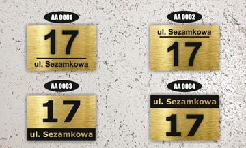АДРЕСНАЯ ТАБЛИЧКА С НОМЕРОМ ДОМА 32x21 см Золото + ПРОСТАВКИ