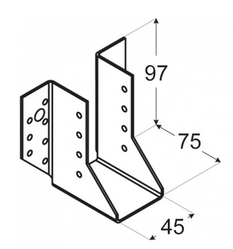 OZDOBNY WIESZAK BELKI 45x97x75x2,0mm ŁĄCZNIK WB49 czarny do mocowania belek