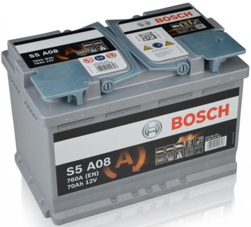 0 092 S5A 080 BOSCH S5 A08 S5 Batteria 12V 70Ah 760A B13 Batteria AGM