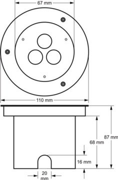 Sibar 3*1W 4000K Светодиодный заземляющий светодиодный светильник, IP67