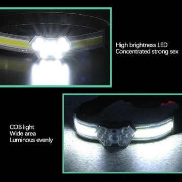 Фара COB LED IPX4 Водонепроницаемая перезаряжаемая с красной защитной батареей