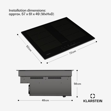 ИНДУКЦИОННАЯ ГОРЯЧАЯ ВЫТЯЖКА KLARSTEIN DOWNAIRE ABSORPTION 600M³/H 72CM