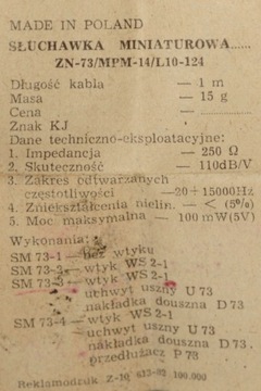 Słuchawka do zabytkowego radia antyk PRL sprawne