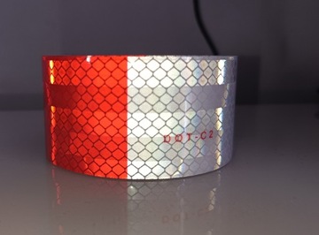 фото thumb №8, Стрічка попереджувальна плівка відбивна білий червона 50mm grandes