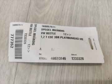 фото thumb №8, Vw scirocco дзеркало внутрішні заднього виду 1k8857511