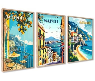 Plakaty Włoskie Podróże Amalfi Neapol Sorrento Obrazy Na Ścianę Z ramami