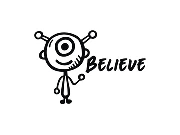 Naklejka UFO OBCY Believe Alien Kosmita na auto szybę *15cm *KOLORY