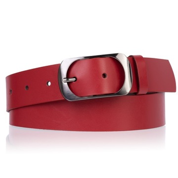 Pasek skórzany SEPHER Classic 4cm C. CZERWONY |100