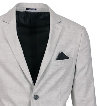 MARYNARKA MĘSKA ELEGANCKA WIZYTOWA BAWEŁNIANA CASUAL JASNA SIWA TURECKA 60