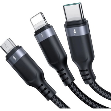 Кабель для зарядки и передачи данных Joyroom 3 в 1 USB-A — USB-C/microUSB/Lightning