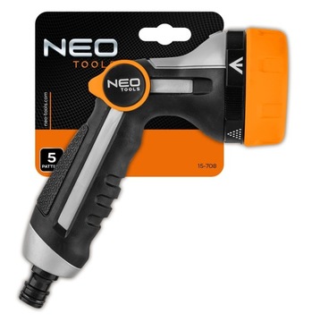 ПИСТОЛЕТ-РАСПЫЛИТЕЛЬ NEO SPRINKLE, 5 ФУНКЦИЙ, РЕГУЛИРОВКА МЕТАЛЛА ДЛЯ ШЛАНГА 15-708