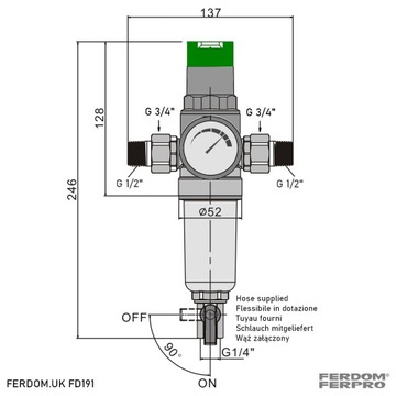 Фильтр регулятора давления воды FD191, Manom.FERDOM