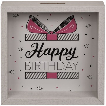 Skarbonka HAPPY BIRTHDAY Urodziny Drewniana ramka