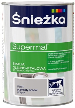 Śnieżka Supermal emalia olejno-ftalowa POPIELATY ŚREDNI F598 połysk 0,8L