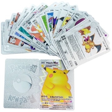 КОЛЛЕКЦИОННЫЕ ИГРОВЫЕ КАРТЫ POKEMON СПЕЦИАЛЬНЫЕ ЧЕРНЫЕ СЕРЕБРЯНЫЕ 60 КАРТ 2в1