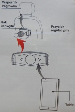 Uchwyt do tableta 7'-15' na Zagłówek Obrotowy 360°